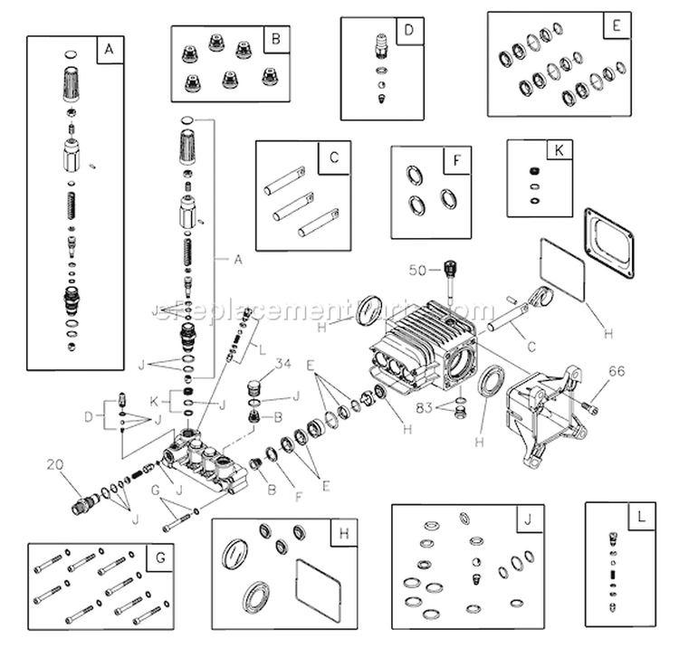 Page B Diagram and Parts List for 020333-0  Briggs and Stratton Pressure Washer